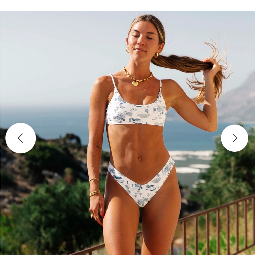 White bikini with a sports bra top high-cut bottom and quick-drying fabric